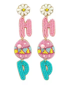 Nouveau design fait à la main multi rocaille thème de Pâques boucles d'oreilles oeuf de Pâques sur le mercure Clip sur lapin boucles d'oreilles perlées par MD artisanat - Product Image 4