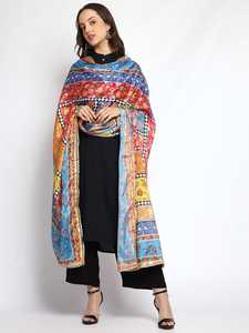 <b>Indian</b> Pakistani Ethnic Polyester <b>Shawls</b> Multi-Color Dupatta Traditional Scarf Handmade Embroidery Lightweight Breathable All - Product Image 3