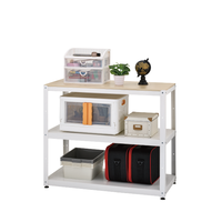 Étagère de rangement à trois niveaux avec plateau en bois, unité d'étagérage multifonctionnelle pour organiser les objets du salon, design minimaliste