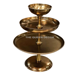 แท่นวางเค้กทรงกลมด้ามจับสีเงินและสีทองแบบแฟนซีโลหะอลูมิเนียม1ชั้นอุปกรณ์สำหรับงานเลี้ยงงานแต่งงาน - Product Image 4