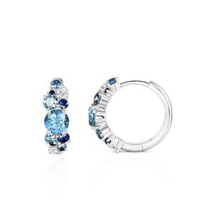 Jeulia Olivetta Multi-Blue <b>Hoop</b> Earrings in <b>Sterling</b> <b>Silver</b> Perfect Gift - Product Image 2
