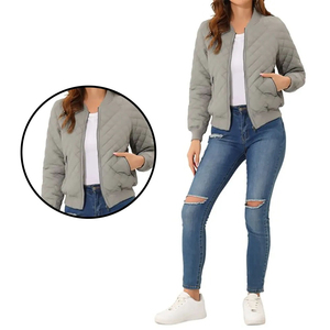 Chaqueta Bomber de Diseño Personalizado para Mujer, Talla Grande, Transpirable, de Algodón/Nailon Tejido, con Cremallera y Mangas Largas - Product Image 6