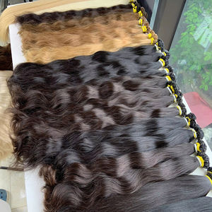 Vietnam Kératine Extension de Cheveux Humains Bruts En Gros Pointe Plate 50cm Ondulé Noir Brun Remy Précollé Briquet Teinture Super Double Dessiné - Product Image 1