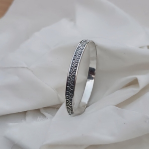 Vente chaude Vintage fait à la main 925 Bracelet manchette en argent Sterling pour les femmes Texture historique bijoux à la mode cadeau chrétien - Product Image 3