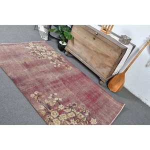 Alfombra turca Vintage rojo Beige 3,8X6,7 pies área grande 10mm respaldo de látex de lana gruesa pasillo Rectangular para adolescentes de entrada - Product Image 4