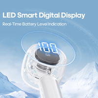 Nouveau Transparent Six couleurs lumière Mini ventilateur 1800mAh affichage numérique Portable ventilateur Rechargeable 100 vitesses Ventilation ventilateur de poche
