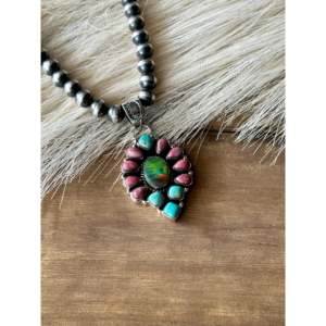 Southwest Handmade Multi Stone & Sterling Silver Cluster Pendant Bezel <b>Set</b> - Product Image 1