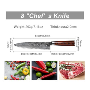 Couteau professionnel de qualité supérieure personnalisé en gros OEM ODM Couteaux de cuisine japonais en acier Damas Lame en acier au carbone - Product Image 3