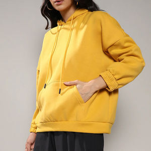 Sweat à capuche respirant et uni pour femmes, en coton doux de haute qualité, pour l'hiver, à manches longues et anti-boulochage, avec logo sur le devant - Product Image 4