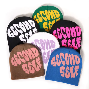 Nueva llegada 100% acrílico Jacquard patrón invierno Skully Beanie Sombrero estilo callejero Hip-Pop sin puños de punto auto segundo gorros - Product Image 1