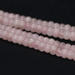 Hermosas cuentas de cuarzo rosa en forma de rondel liso, 6-8 mm, cuentas de cuarzo rosa en forma de rondel liso, cuentas de cuarzo rosa para joyería - Product Image 3