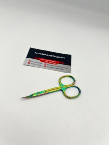 Ciseaux à cuticules multicolores arc-en-ciel pour la coupe des ongles, en acier à haute teneur en carbone, lame incurvée et tranchante, outils de manucure et pédicure - Product Image 1