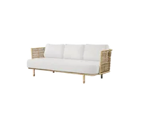 Banc en rotin incurvé bohème fabriqué à la main chaise de loisirs Durable ensemble de coussin en peluche élégant rustique pour salon Patio extérieur