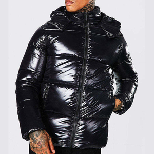 Men's Casual Stand Collar Full Zip Metallic Shiny Waterproof <b>Reversible</b> Puffer Winter <b>Jacket</b> Customized Design Puffer <b>Jacket</b> - Product Image 3