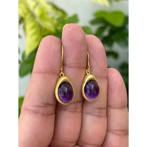 925 <b>Silver</b> <b>Drop</b> <b>Earrings</b> with Amethyst Water <b>Drop</b> Shape Featuring Quartz Pearl Diamond for Wedding Party or Gift - Product Image 2