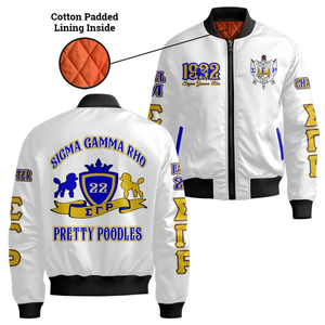 Vêtement pour femmes SGRho Sigma Gamma Rho, blouson bomber en satin bleu royal et or, broderie grecque 1922, sororité - Product Image 6