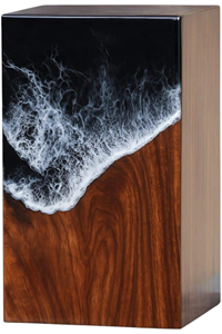 Ocean Wave Wooden Cremation Urn Handcrafted Resin Art <b>Memorial</b> <b>Keepsake</b> Decorative Cremation Urn for Ashes - Product Image 3