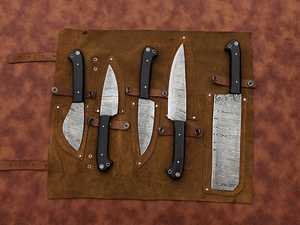 Vente chaude acier artisanat International professionnel couteau de cuisine ensemble 5 pièces damas acier Chef couteau palissandre poignée - Product Image 6