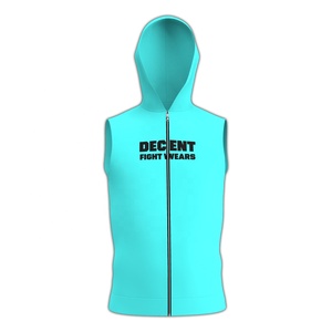 Sudadera con Capucha y Cremallera sin Mangas para Hombre, Estampado de Letras Turquesa, Ropa Casual de Verano, Transpirable, Corte Regular - Product Image 3