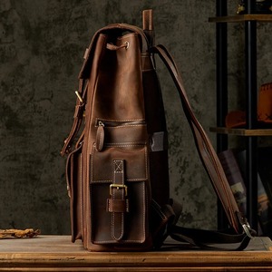 Sac à dos unisexe en cuir véritable de 16 pouces pour ordinateur portable, grand sac à dos de bureau avec style sport, sac de voyage pour hommes, pour l'extérieur - Product Image 4