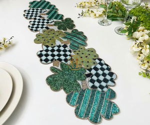 Chemin de table et sets de table floraux modernes faits à la main, couleurs personnalisées, perles brodées, perles de verre, commande en gros - Product Image 6