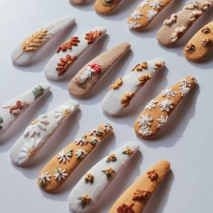 Pinzas de pelo bordadas para niñas y mujeres, pinzas de pelo Vintage, accesorios para el cabello elegante bordado Floral regalo OEM hecho en Vietnam - Product Image 2