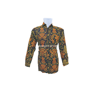 Premium 100% Cotton Batik Long Sleeve <b>Men's</b> Classic <b>Shirt</b> Anti-Wrinkle Eco-Friendly ROMER Brand Casual Style From Indonesia - Product Image 1