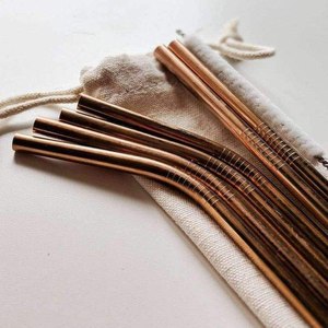 Pailles à boire réutilisables écologiques en cuivre 100% sans danger pour les aliments pour les accessoires de bar Moscow Mule certifiées CIQ emballées en boîte - Product Image 2