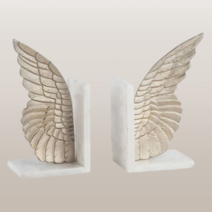 ชุดที่ตั้งหนังสือ2ชิ้นพร้อมปีกชุบสีเงินฐานอลูมิเนียมโลหะและหินอ่อนสไตล์แฟนซีใหม่ - Product Image 1