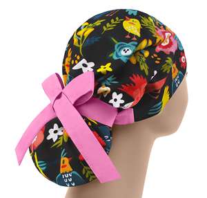 Enfermeras Mujeres Cola de caballo Scrub Caps con cinta ajustable Hospital Doctors Hair Cover Hermosos colores Hello Kitty Impreso Caps - Product Image 3