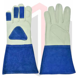 ถุงมือเชื่อมหนังแบบพันข้อมือทำจากผ้าใบ - Product Image 3