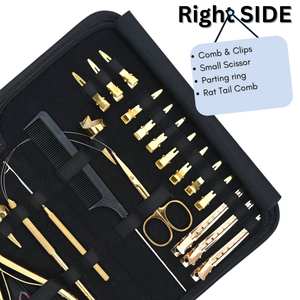 Kit d'outils pour extensions capillaires avec pince de retrait de micro-perles, pince à sertir les micro-anneaux, pince à démêler les cheveux, mini-ciseaux et pinces à boucles - Product Image 3