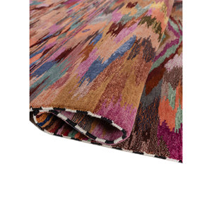 พรมไหมพรมและไหมไผ่ถักมือลายนามธรรม Freedom Manchaha ขนาด 9x12 สีแดงและสีส้ม สำหรับตกแต่งห้องนั่งเล่นที่บ้าน รุ่น Les-8391 - Product Image 2