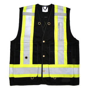 Gilet de sécurité réfléchissant vert de haute qualité, logo personnalisé, polyester imperméable, multi-poches, gilet de sécurité pour les travailleurs du bâtiment - Product Image 2