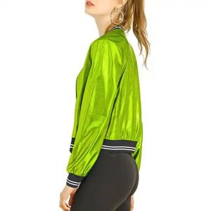 Blouson aviateur vert brillant de haute qualité pour femmes Long Street Wear respirant à la mode nouveau design vestes pour femmes - Product Image 3