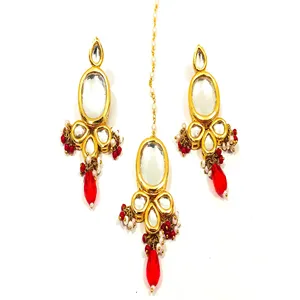 Ensemble de collier plaqué or Kundan Meenakari avec pierres de cristal, perles et diamants pour mariage ou cadeau, bijoux en cuivre fin - Product Image 3