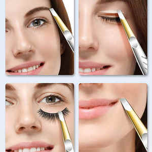 Pince à sourcils à poignée fantaisie pince à sourcils à pointe inclinée en acier inoxydable - Product Image 6