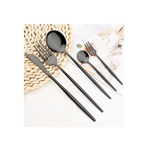 Ensemble de couverts en acier inoxydable noir mat de 5 pièces cuillère de table cuillère à thé fourchette fourchette à fruits utiliser au meilleur prix - Product Image 1