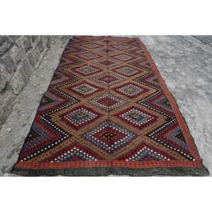 Alfombra de lana étnica de estilo turco Vintage clásico marrón rojo patrón geométrico rectángulo pasillo 5'8 \ "X 11 '4 \" tamaño respaldo de látex - Product Image 1