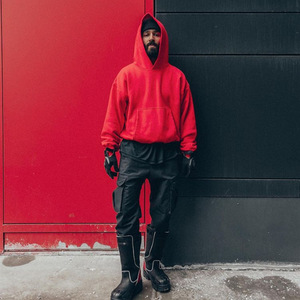 Sudadera con capucha más corta sin cordón Sudadera con capucha de peso pesado Top Acid Washed French Terry Sudaderas con capucha en blanco de gran tamaño - Product Image 3