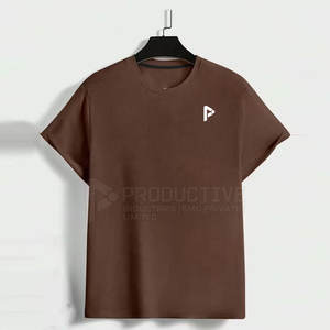 T-shirt à manches courtes 100% coton de haute qualité pour hommes avec logo personnalisable Service OEM à motif solide d'été - Product Image 1