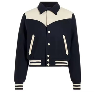 New Arrival Fashionable Custom Street Wear Wholesale High Quality <b>Lightweight</b> Custom Embroidery Logo Solid <b>Women</b> Varsity <b>Jacket</b> - Product Image 5