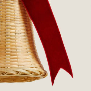 Nuevo diseño estético de alta calidad, decoración navideña trenzada Natural ecológica, campana de ratán CON ADORNO colgante de lazo rojo - Product Image 5