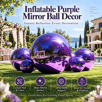 Boule de miroir gonflable violette réutilisable grande bulle ballon décoration gonflable boule de miroir de sphère en métal