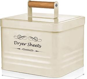 Vintage White Enamel Home <b>storage</b> organization <b>kitchen</b> <b>jars</b> <b>storage</b> box metal <b>for</b> dryer sheets - Product Image 6