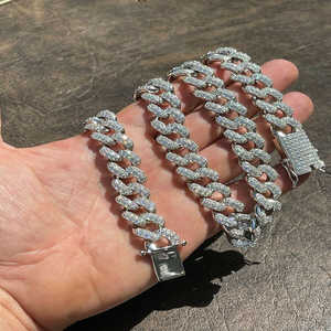 Lujo Hip Hop D Color Moissanite redondo corte brillante collar de cadena cubana joyería elegante - Product Image 2