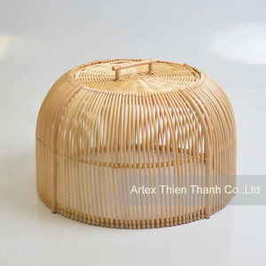 Cúpula de ratán hecha a mano para cubrir alimentos, cubierta de ratán tejida con asa para mesa de cocina, antimosquitos, para frutas y postres - Product Image 4