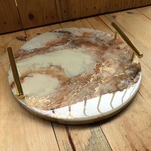 Plateau en résine brillante motif contemporain fait main parfait pour table basse cuisine salle à manger ou décoration festive - Product Image 6