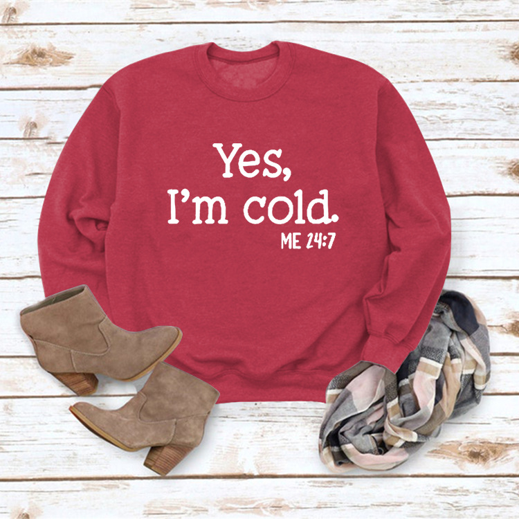 Red sweatshirt (white font)