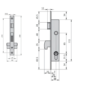 CVL 1990/25/5 Serratura in Metallo per Falegnameria - Product Image 2